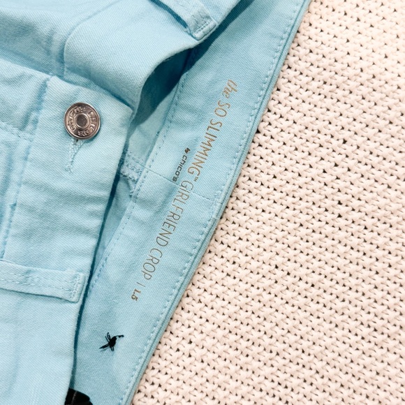 Chicos “So Slimming Girlfriend Crop” Teal Ankle Jeans for Women - Picture 4 of 6